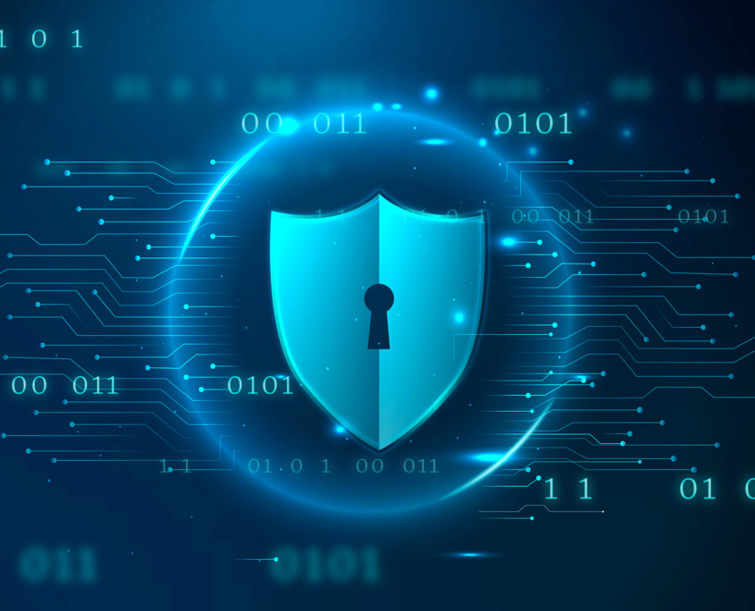 Futuristic lock shield protection vector