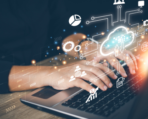 using a laptop to access the cloud computing system